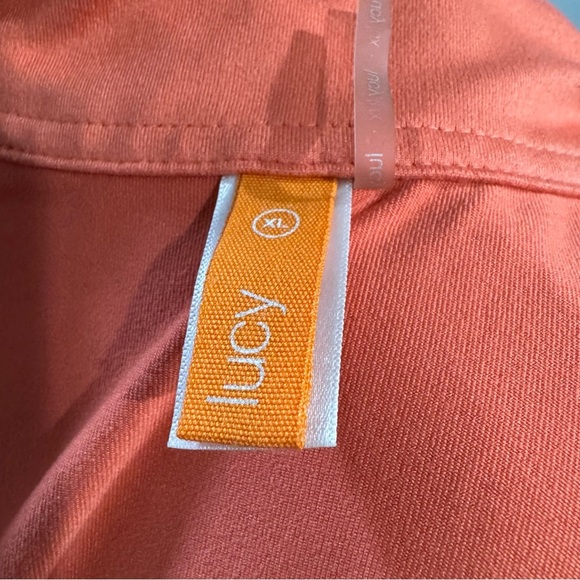 LUCY Zip Up 3/4 Length Sleeve Jacket with Ruching Salmon Coral Orange size XL - Picture 4 of 6